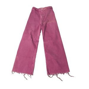 ZARA The Marine Straight Jean High Rise Wide Leg in Pink Size US 4